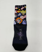 Charger l&#39;image dans la galerie, Chaussettes athlétiques noir dessins de monstres sauvages colorés logo griffes violettes
