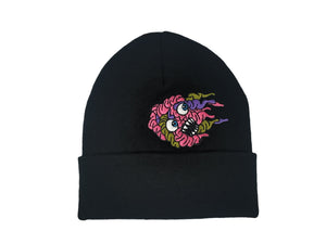 Tuque noir de la collection brainless avec broderie de cerveau de monstre sauvage. / Black beanie with embrodery brain savage monster.